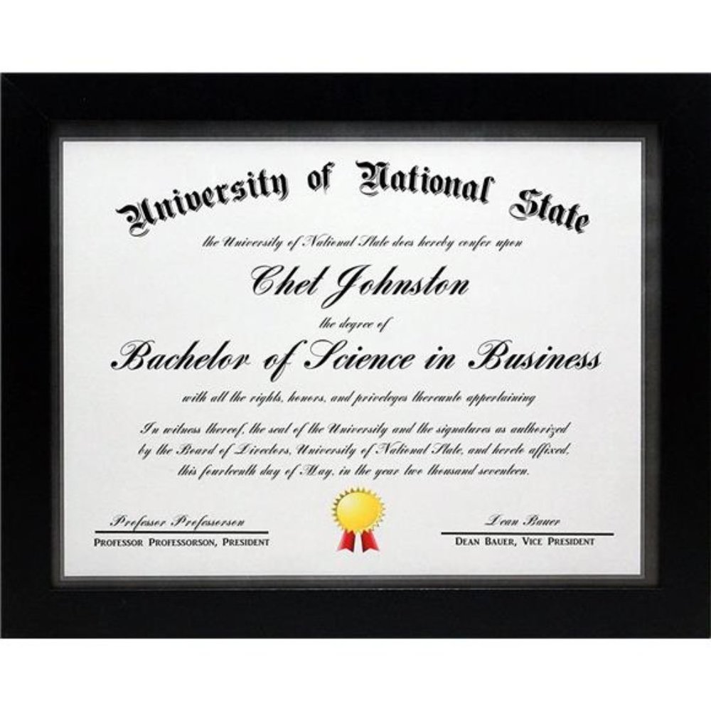 8.5x11 Black Gallery Certificate and Document Frame - Wide Molding